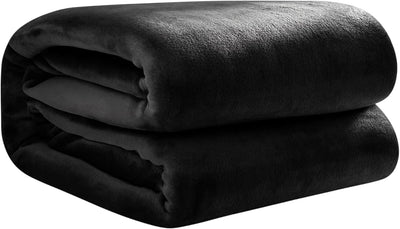 Bluelander Cobija de Franela Ultrasuave, Tejido Cálido y Confortable – Negro