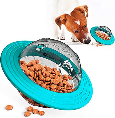 Bluelander Plato Juguete para Perro y Gato - Dispensador Diseño Planeta Interactivo
