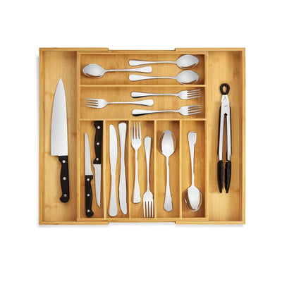 Bluelander Organizador Cubiertos Expandible 33-52cm - Bambú 9 Compartimentos