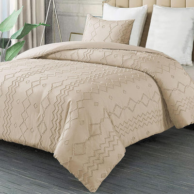 Bluelander Juego de Funda Duvet Beige, Microfibra Suave, con Cierre y Funda de Almohada