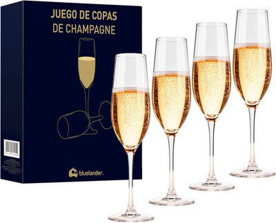 Bluelander Set 4 Copas Champagne 185ml - Cristal Sin Plomo