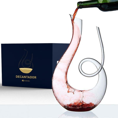 Bluelander Decantador de Vino y Whisky de Cristal, Diseño Clásico Inclinado, 1000 ml