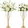 Bluelander Set de 2 Soportes de Flores 55×20 cm, Centro de Mesa Dorado y Plateado para Eventos