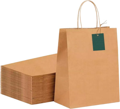 Bluelander Kit de Bolsas de Papel Kraft 27×21×11 cm, Resistentes para Regalos y Almacenaje