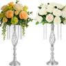 Bluelander Set de 2 Soportes de Flores 55×20 cm, Centro de Mesa Dorado y Plateado para Eventos