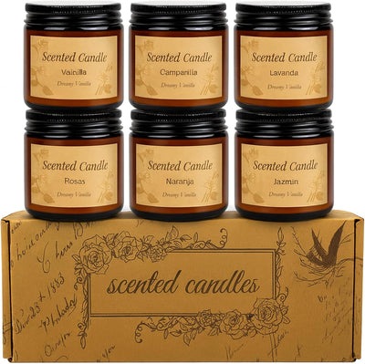 Bluelander Set de 6 Velas Aromáticas, 100% Cera Pura de Soya