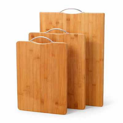 Bluelander Set 3 Tablas Picar Bambú - Mango Acero Inoxidable Diferentes Tamaños