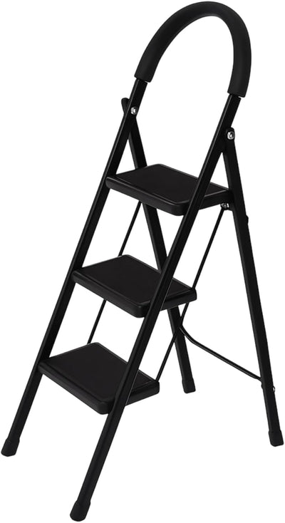 Bluelander Escalera Plegable de 3 Peldaños con Patas Antideslizantes – Compacta y Estable para el Hogar