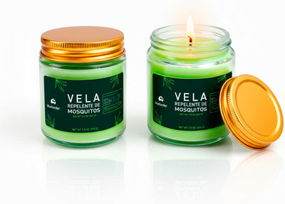 Bluelander Set 2 Velas Citronela 100g - Frasco Vidrio Repelente Mosquitos Interior/Exterior