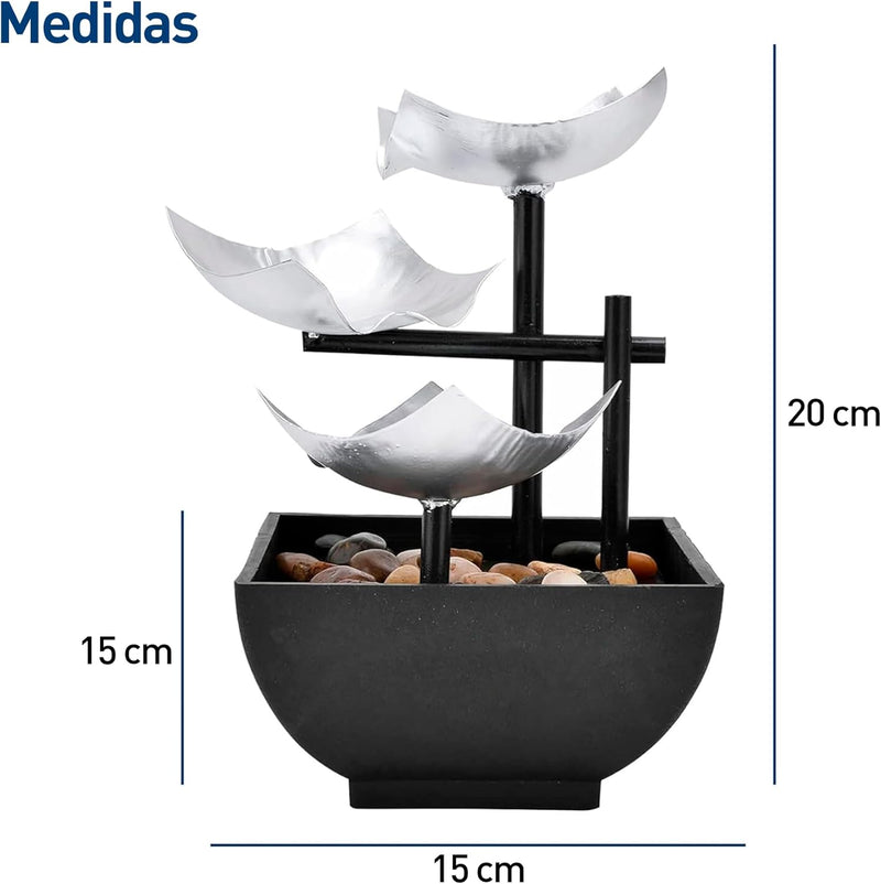 Bluelander Fuente de Agua LED, Sonido Relajante, Interior/Exterior