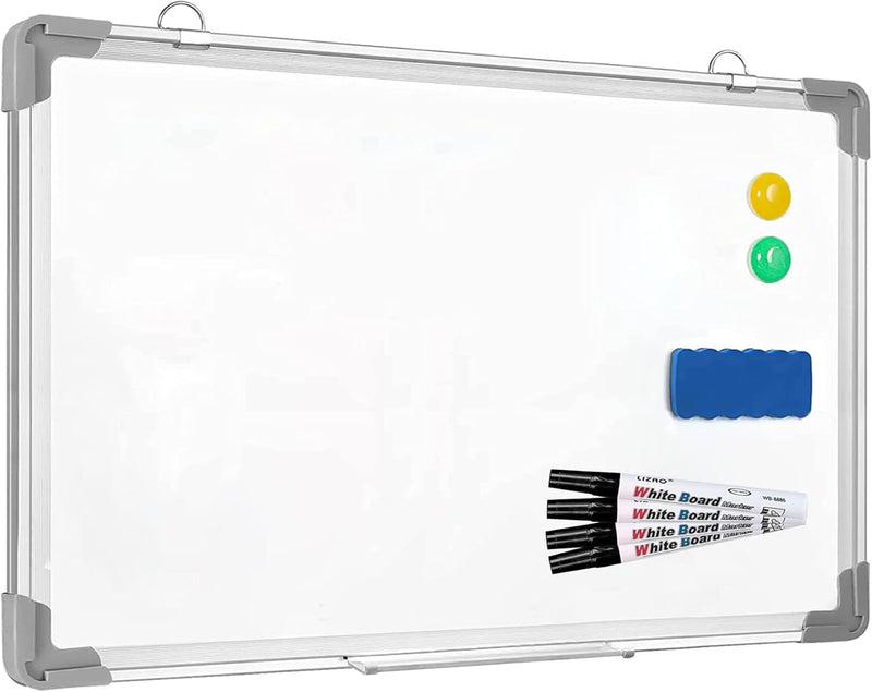 Bluelander Pizarrón, Pizarrón Magnetico 90x60cm de Borrado en Seco, Incluye Plumón, Borrador, Kit de Instalación y Accesorios, Marco de Aluminio, Bandeja Movible, Doble Cara