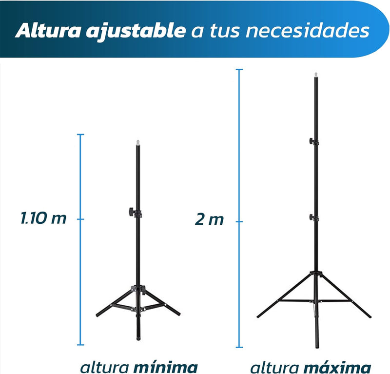 Bluelander Aro de Luz LED 10" Pulgadas (26 cm) con Soporte de Celular + Tripie Portable de 1m hasta 2m, 96 Bombillas LED, 3 Modos de Iluminación con 10 Diferentes Niveles de Intensidad, Energía USB