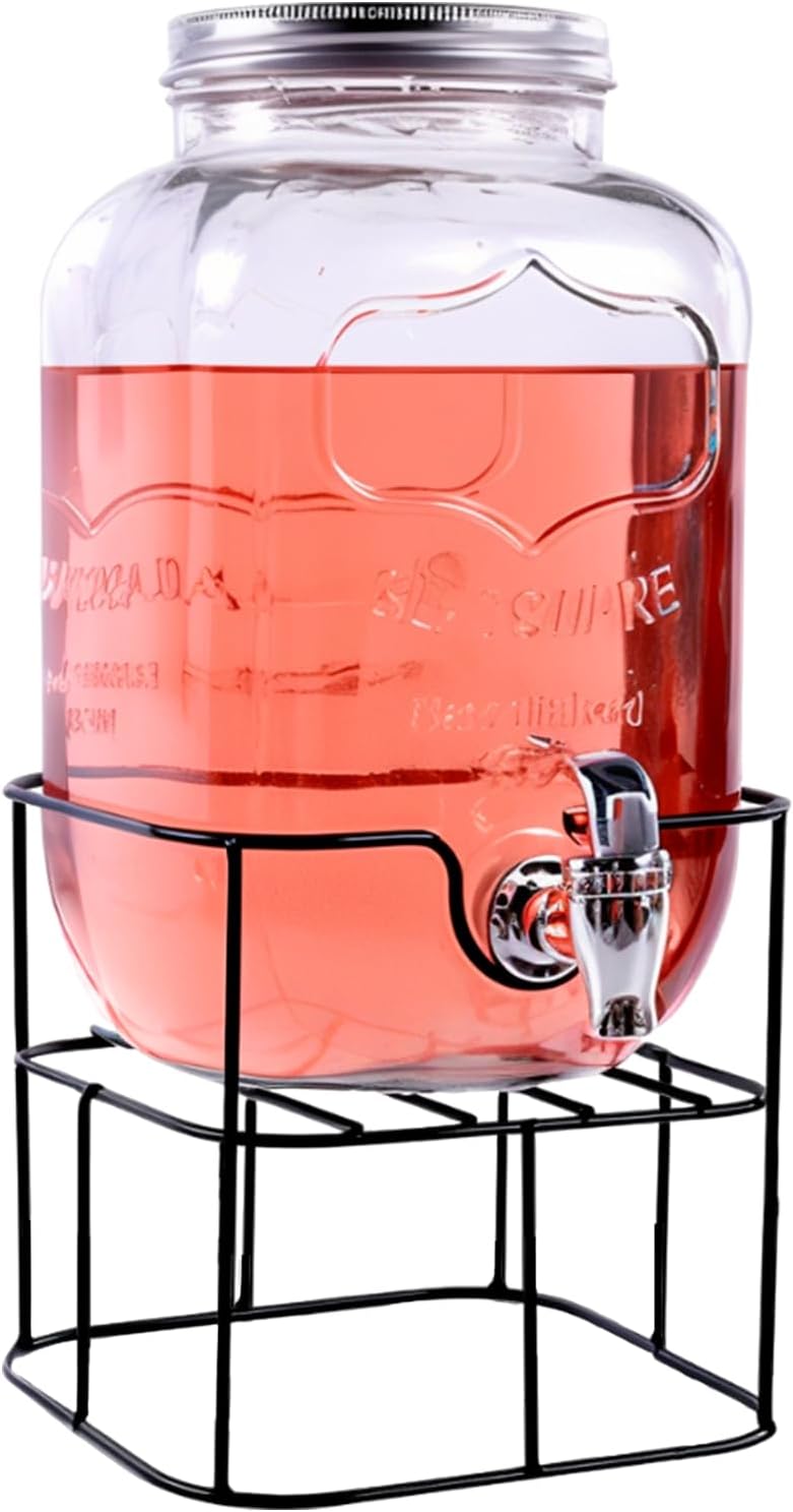 Bluelander Vitrolero de Vidrio / Vitrolero Doble de Vidrio, Dispensador con Base de Hierro