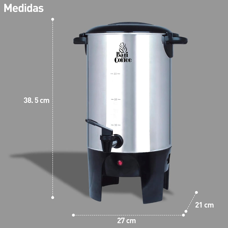 Baricoffee Cafetera Eléctrica 6L, 40 Tazas, Acero Inoxidable