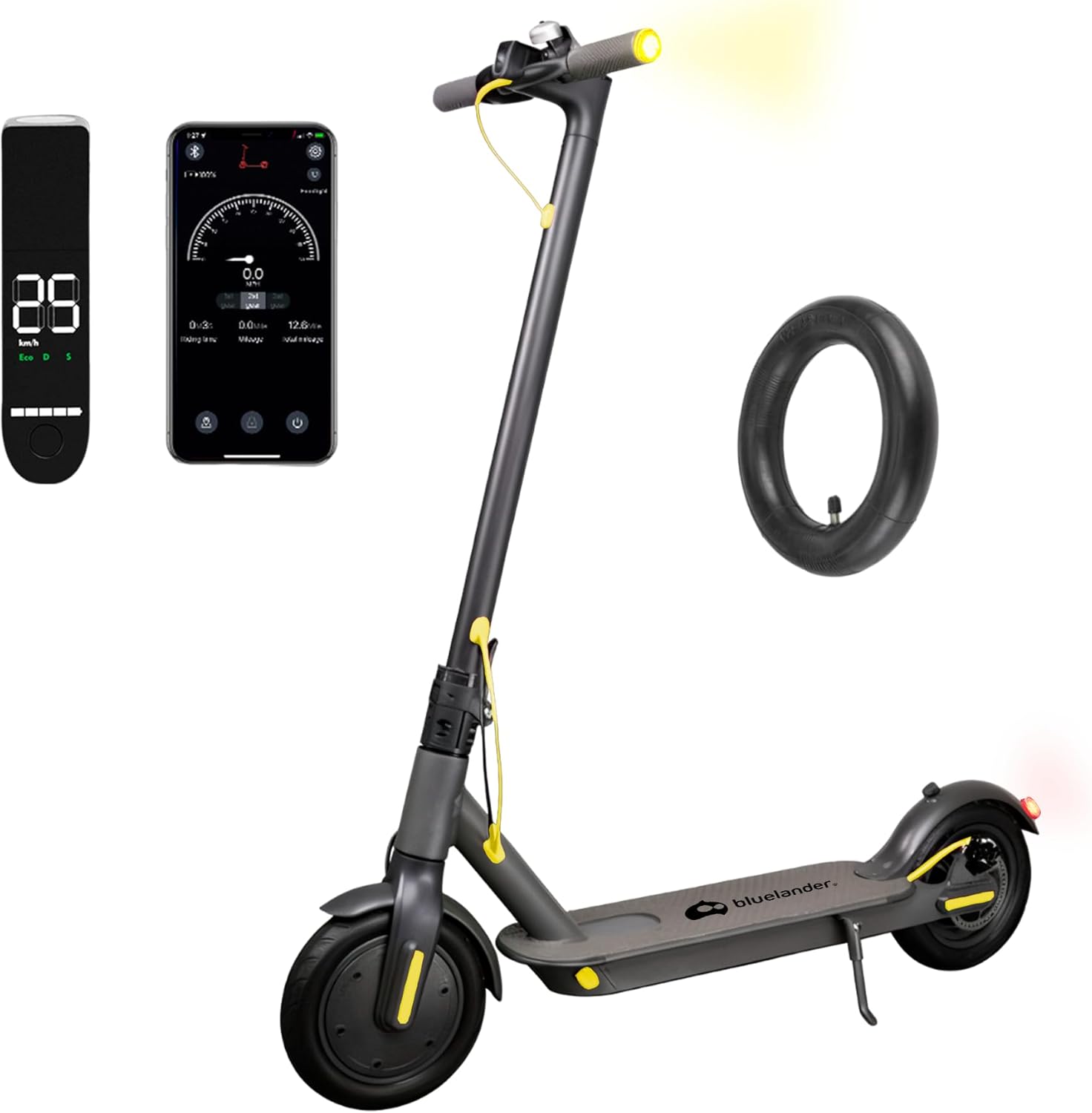 Bluelander Scooter E9 Pro Eléctrico Plegable para Adultos, Motor 720W, Autonomía 22-26 km, Velocidad Máxima 30 km/h, Scooter, Motor Sin Escobillas, Luz LED y Freno de Disco