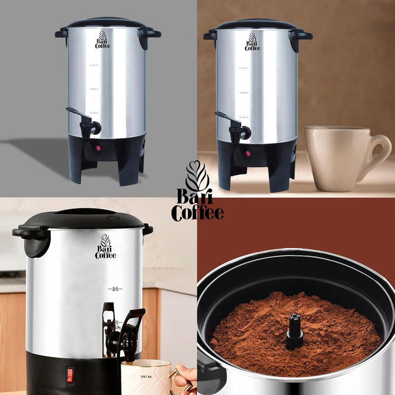 Baricoffee Cafetera Eléctrica 6L, 40 Tazas, Acero Inoxidable