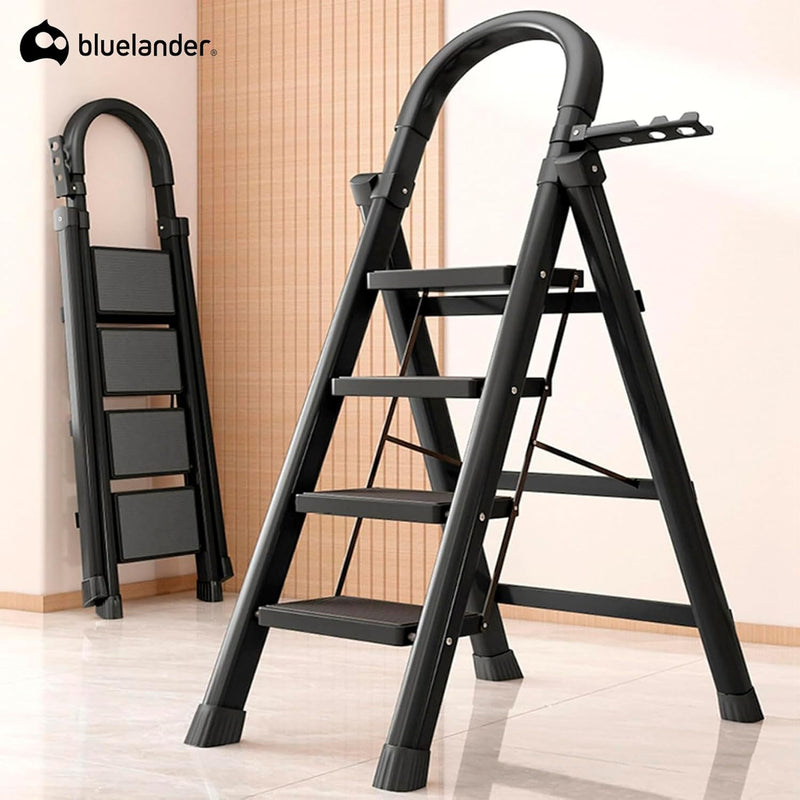 Bluelander Escalera Plegable de Acero, 4 Peldaños, 118 cm