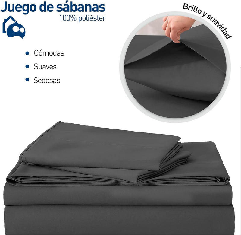 Bluelander Juego de Sabanas, Sabanas Individuales, 3 Piezas, 1800 Hilos, Cómodas y Frescas, Calidad de Lujo, Hipoalergénicas, Lavado a Máquina