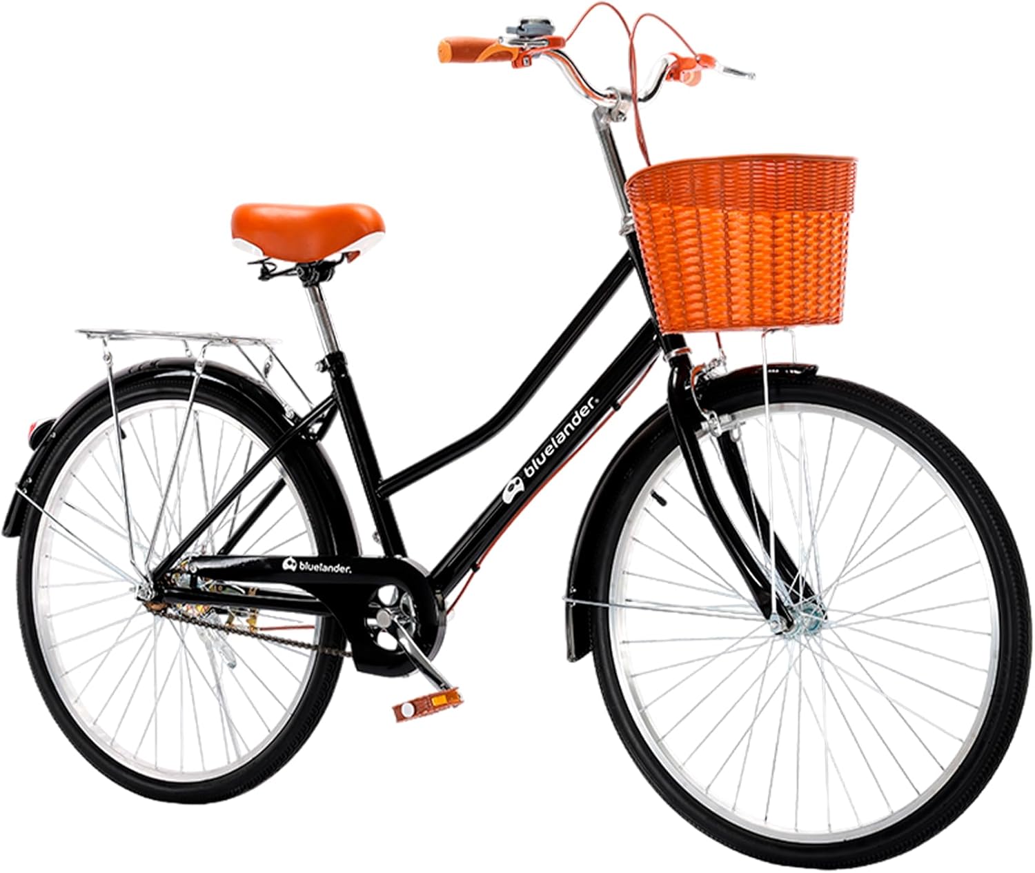 Bluelander Bicicleta Urbana, Bicicleta Rodada 26, Bicicletas, Marco y Estructura de Acero con Canasta para Bicicleta, Bicicleta para Adulto, Diseño Clásico Vintage, Pie de Apoyo