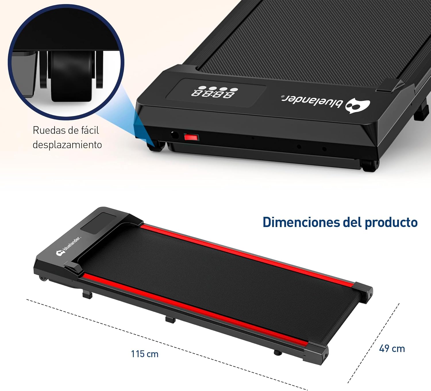 Bluelander Walking Pad, Caminadora Eléctrica con Pantalla Digital, Diseño Compacto, Ajuste de Velocidad, Entranamiento en Casa, Control Remoto, Almohadilla Antideslizante, Cinta de Correr