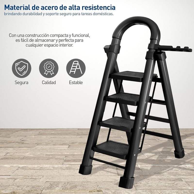 Bluelander Escalera Plegable de Acero, 4 Peldaños, 118 cm