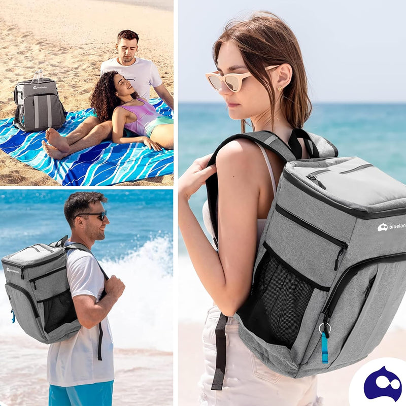 Bluelander Lonchera Térmica Aislada, Mochila Lonchera Portatil, Gran Tamaño 43x32x22 cm, Aislamiento Térmico, Grande Capacidad de 27 L, Mantiene Alimentos Fríos o Calientes por Más de 12 Horas