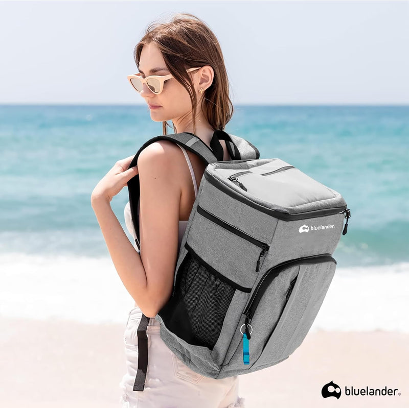 Bluelander Lonchera Térmica Aislada, Mochila Lonchera Portatil, Gran Tamaño 43x32x22 cm, Aislamiento Térmico, Grande Capacidad de 27 L, Mantiene Alimentos Fríos o Calientes por Más de 12 Horas