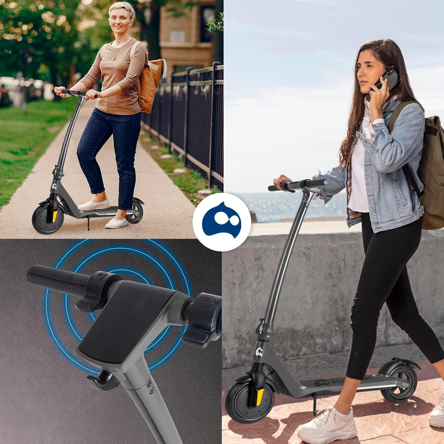 Bluelander Scooter E11 Eléctrico Plegable para Adultos, Velocidad 35 km/h, Autonomía 22-26 km, Scooter eléctrico Adulto, Motor Sin Escobillas 720W, Control por App Bluetooth, Scooter