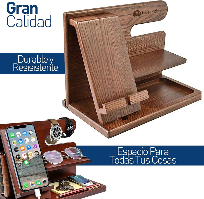 Bluelander Organizador para Celular, Relojes, Llaves, Cartera, Accesorios, Base de Celular para la Oficina y el Hogar, Múltiples Espacios para Buro y Escritorio