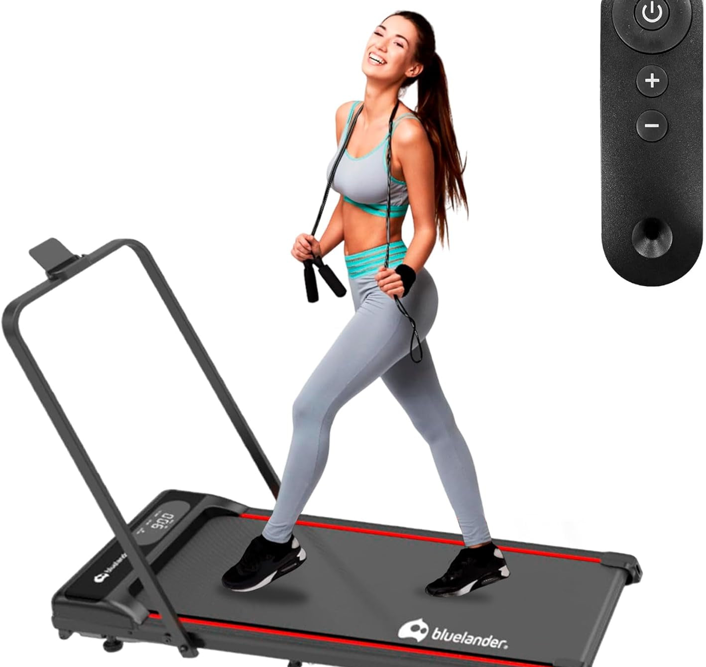 Caminadora eléctrica plegable Bluelander con pantalla digital y control remoto para ejercicio en casa