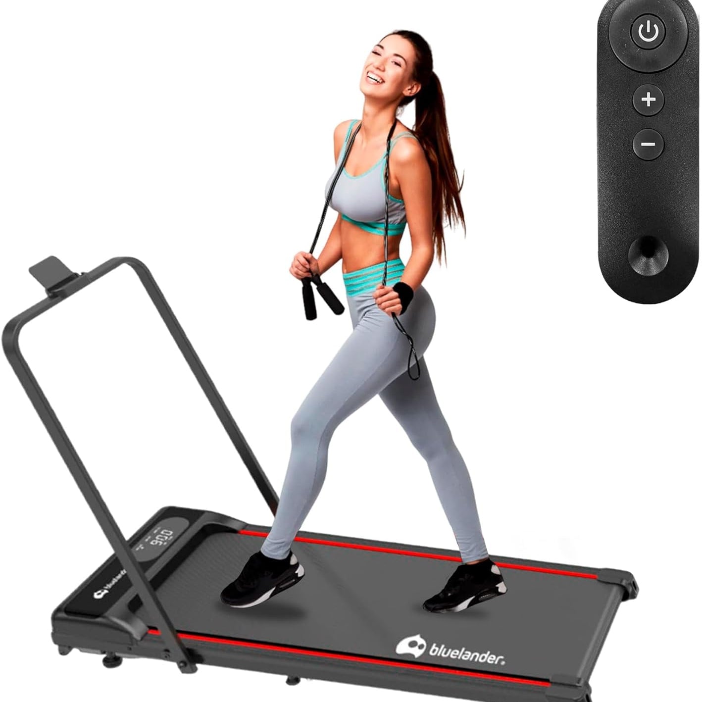 Caminadora eléctrica plegable Bluelander con pantalla digital y control remoto para ejercicio en casa