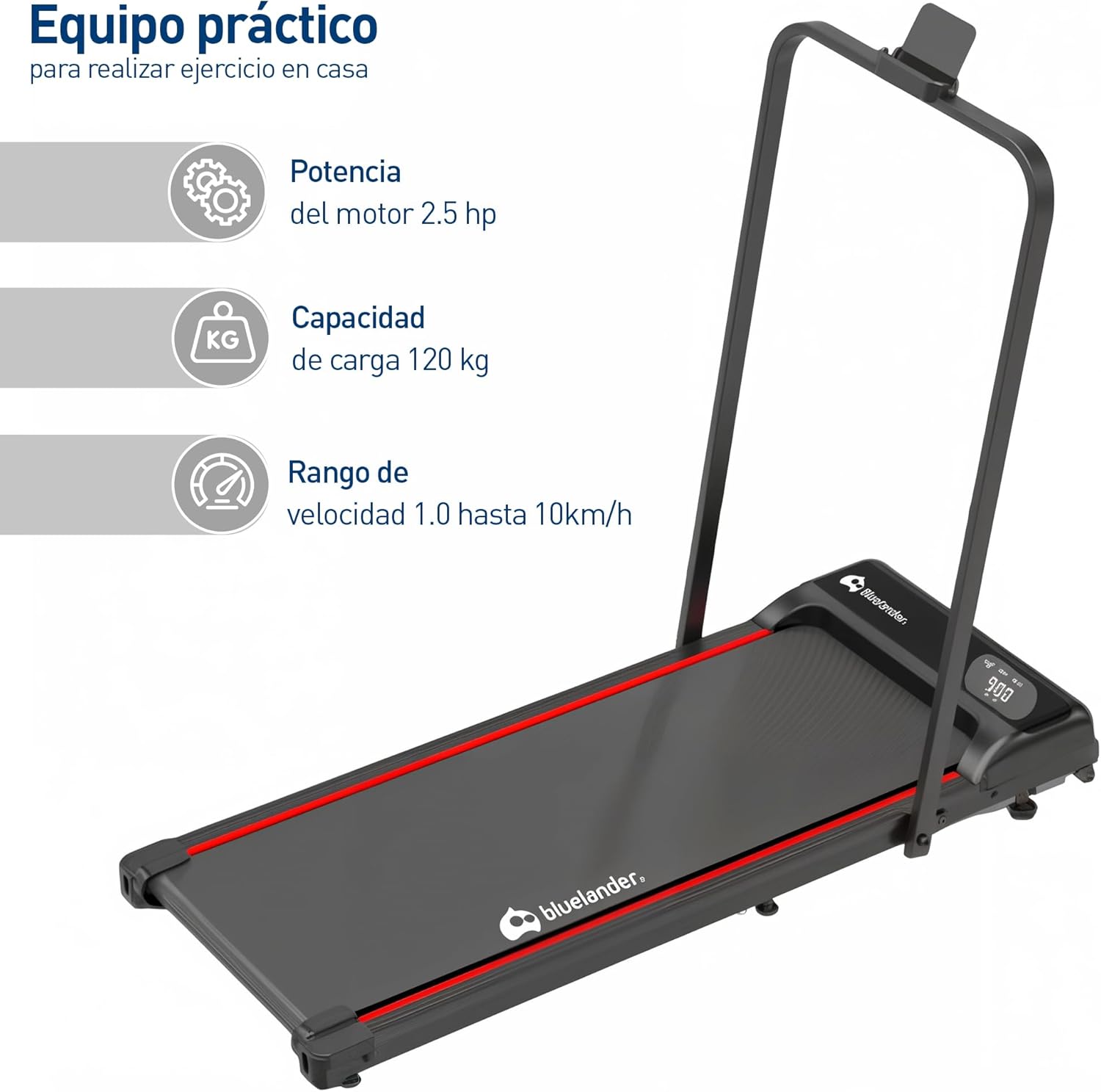 Caminadora eléctrica plegable Bluelander con pantalla digital y control remoto para ejercicio en casa