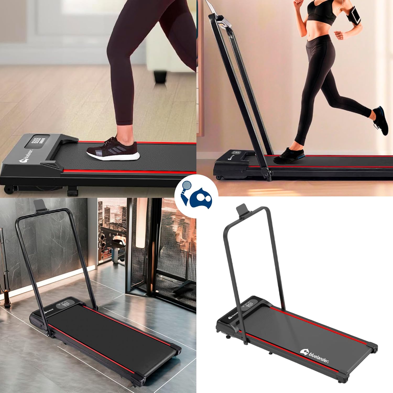 Caminadora eléctrica plegable Bluelander con pantalla digital y control remoto para ejercicio en casa