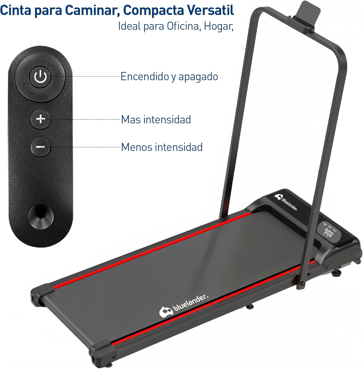 Caminadora eléctrica plegable Bluelander con pantalla digital y control remoto para ejercicio en casa