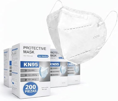 Bluelander Cubrebocas KN95 - 200 Piezas, 5 Capas