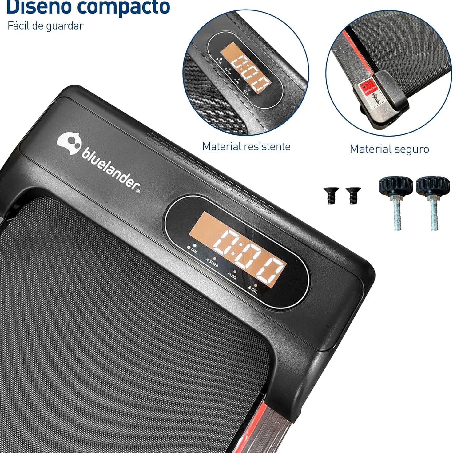 Caminadora eléctrica plegable Bluelander con pantalla digital y control remoto para ejercicio en casa