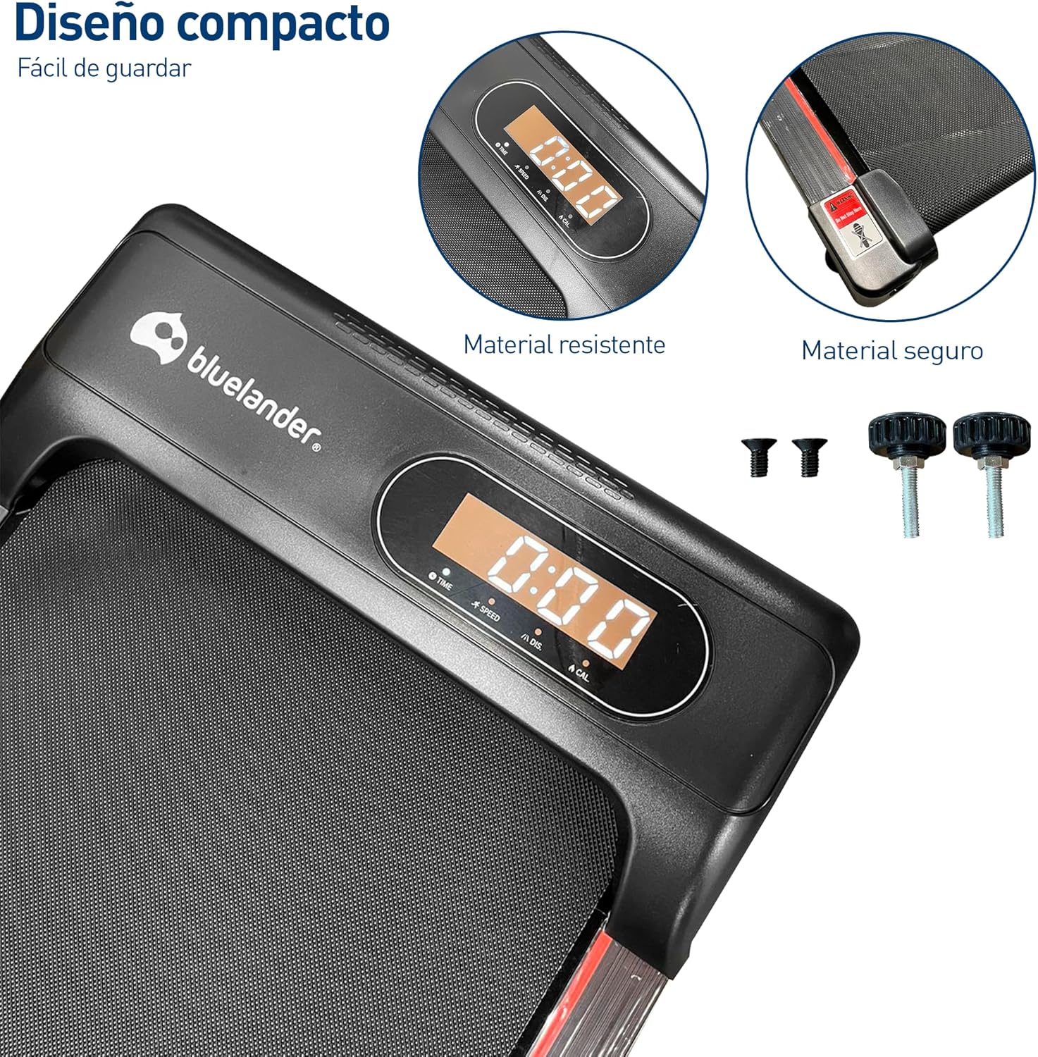 Caminadora eléctrica plegable Bluelander con pantalla digital y control remoto para ejercicio en casa