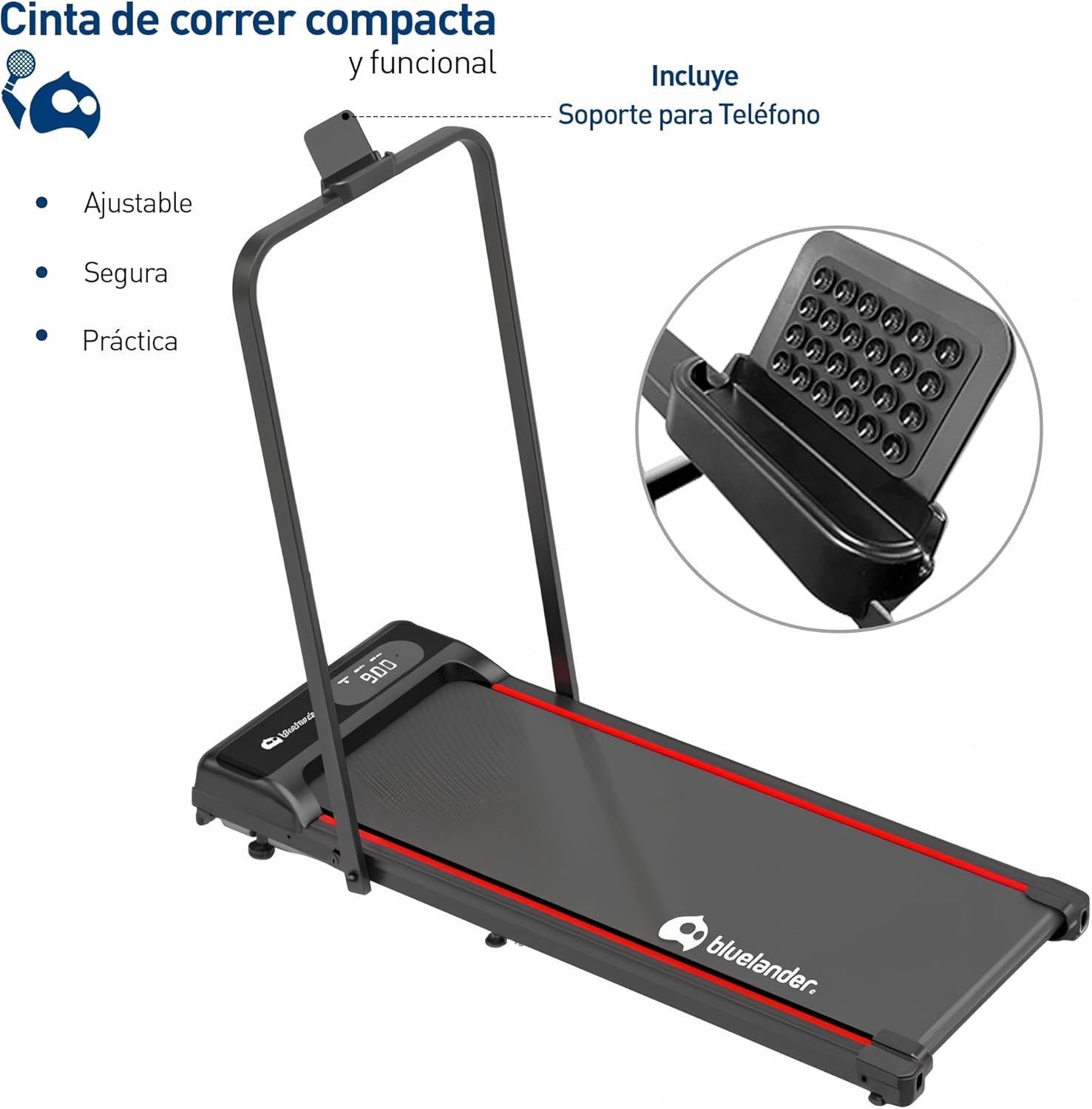 Caminadora eléctrica plegable Bluelander con pantalla digital y control remoto para ejercicio en casa