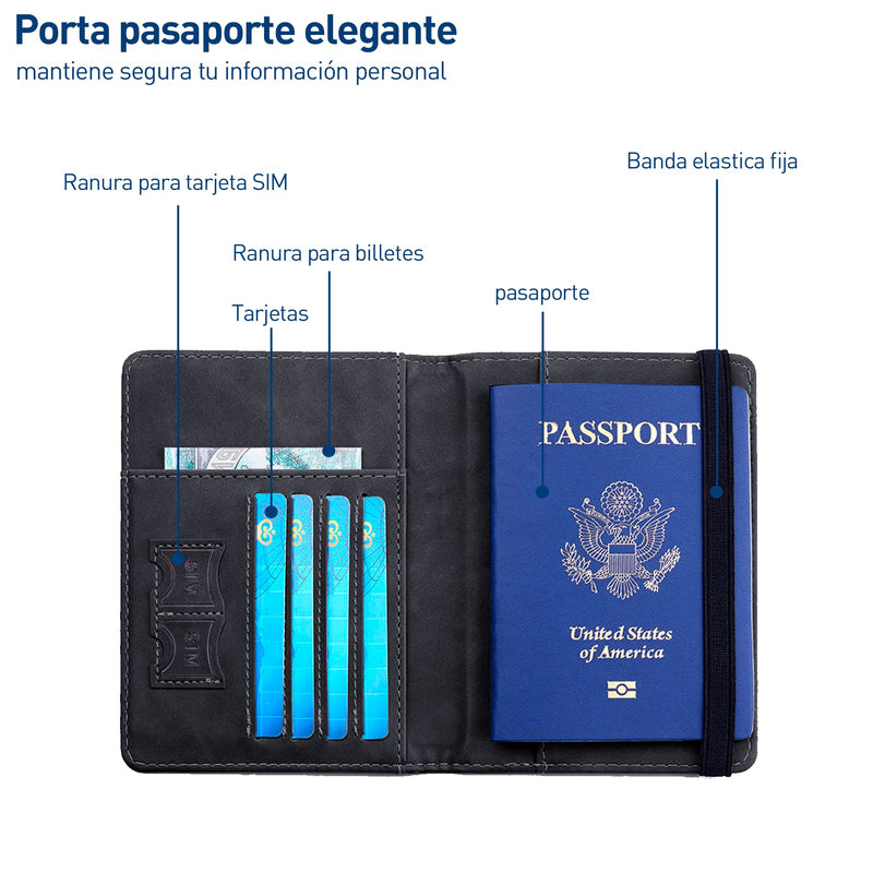 Bluelander Porta Pasaporte RFID, Cuero PU, para Pasaporte y Visa