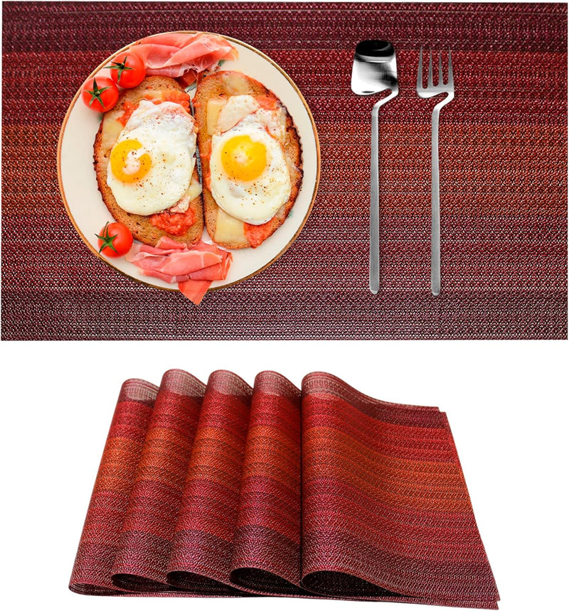 Bluelander Set 5 Manteles Individuales - PVC Antideslizante 45x30cm