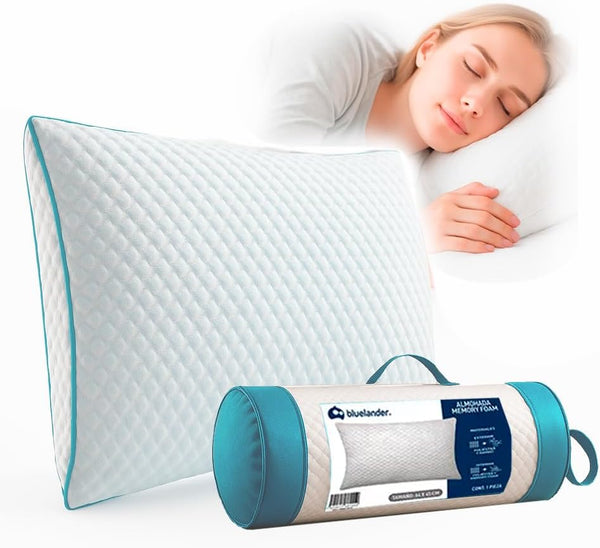 Bluelander Almohada Memory Foam 64×45 cm – Suave, Hipoalergénica, Funda Lavable, Soporte y Frescura