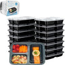 Bluelander Set de 20 Contenedores para Alimentos con 3 Divisiones, Herméticos, Reutilizables y Sin BPA