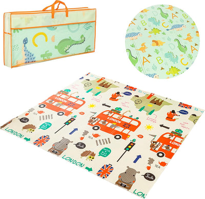 Bluelander "Tapete Plegable para Bebé de Espuma XPE, 2 m x 1.5 m, Diseño Ciudad y Animales"