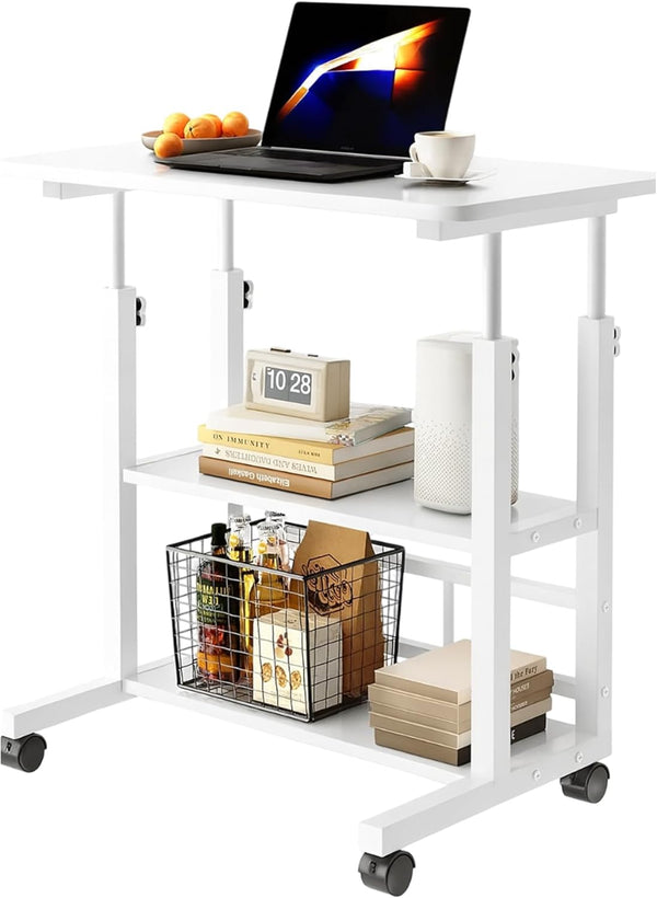 Bluelander  Escritorio Ajustable 3 Niveles con Ruedas, 60×40 cm, Café
