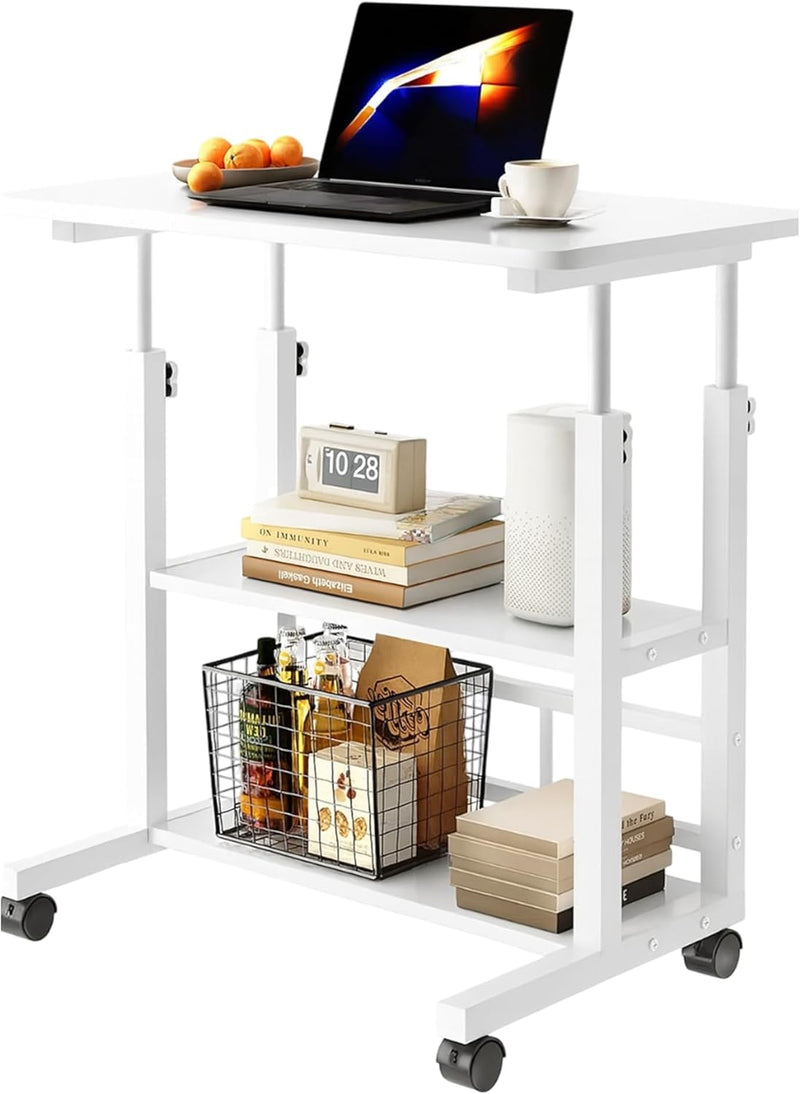 Bluelander  Escritorio Ajustable 3 Niveles con Ruedas, 60×40 cm, Café