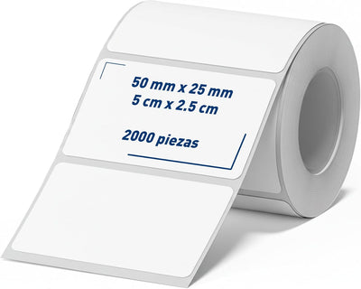 Bluelander Rollo Etiquetas Térmicas 50x25mm - 2000 Etiquetas Adhesivas