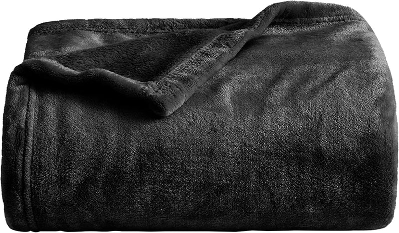 Bluelander Cobija de Franela Ultrasuave, Tejido Cálido y Confortable – Negro