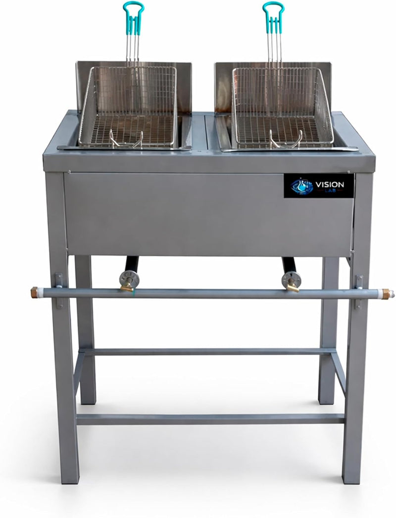 Freidora Doble 20L Gas LP Acero Inoxidable