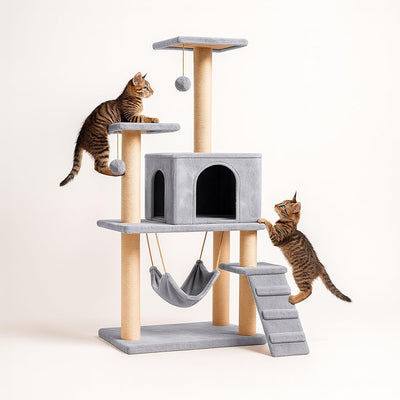 Bluelander Torre para Gato 1.25 m con Rascador, Juguete y Niveles