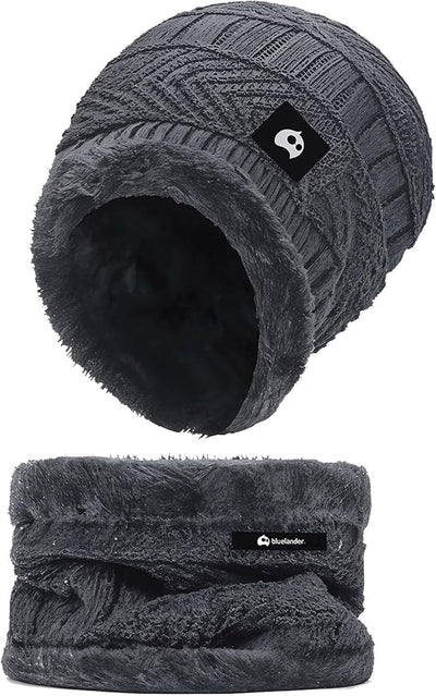 Bluelander Conjunto Gorro y Bufanda Invierno - Unisex Forro Lana Antiviento